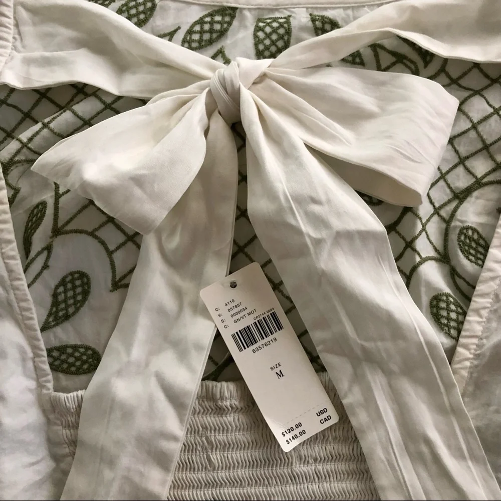 Anthropologie Puff-Sleeve Embroidered Blouse, M NWT